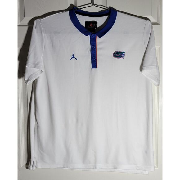 Air Jordon Mens XL University of Florida Gators White Blue Collar Polo Pre-Owned - Picture 2 of 11